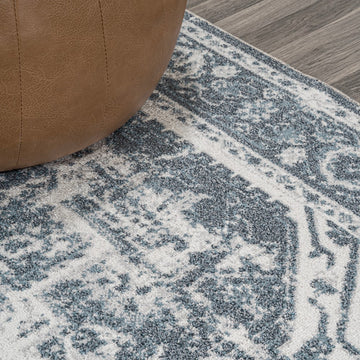 Keesha Bold Distressed Medallion Low-Pile Machine-Washable Area Rug